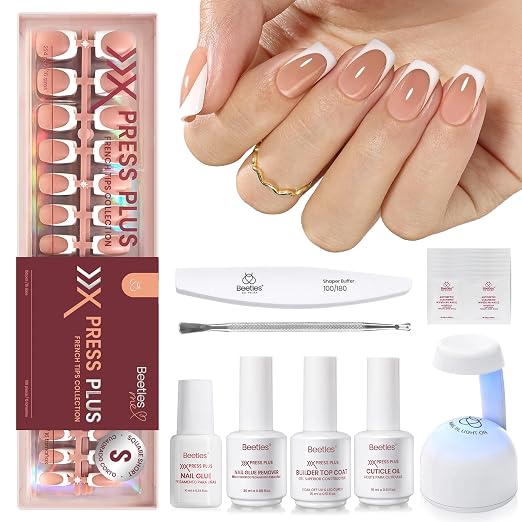 F - Press On Nail Kit | Short Square | Brown French