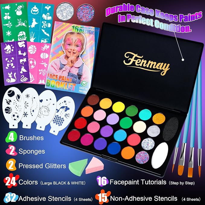 24 Colors+2 Glitter(80pc accessories)