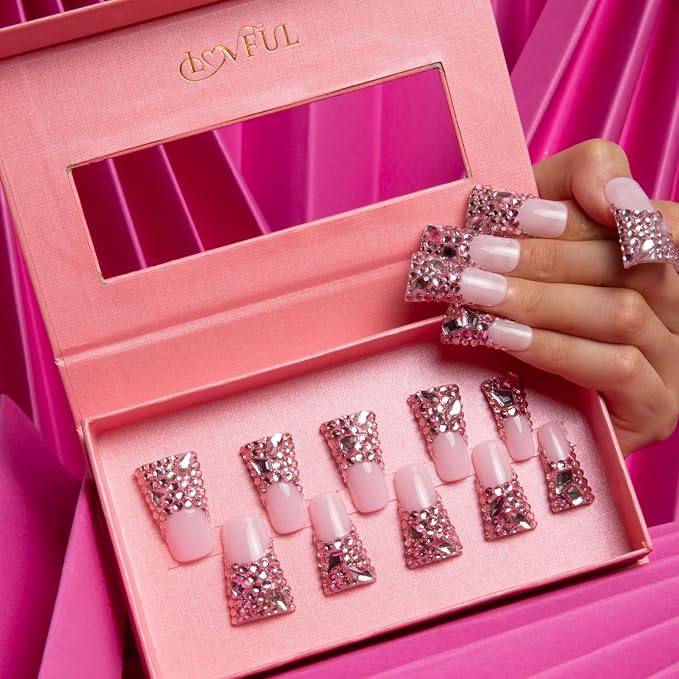 Pink French Tip Rhinestone