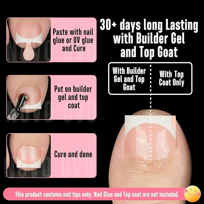 Extra Short Sharp Square Toe Nail Tips White French Tip Baby Pink