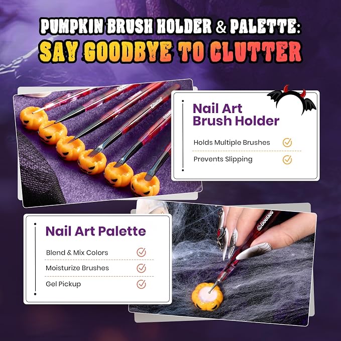9-Versatile Nail Art Brushes | 6pcs Rainbow Pastel