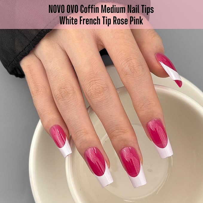 Coffin White French Tip Rose Pink