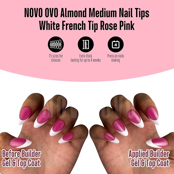 Almond White French Tip Rose Pink