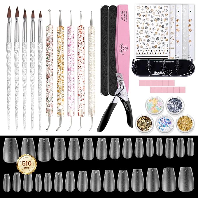 Nail Art Kit | 510pcs Nail Tips&10pcs Nail Brushes