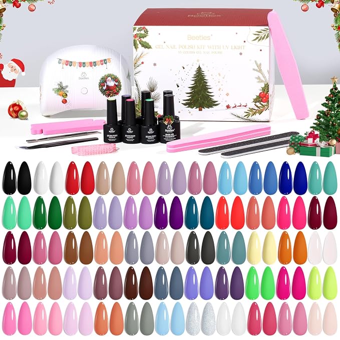 5-Christmas Gel Nail Kit Gifts |80PCS |55 Colors