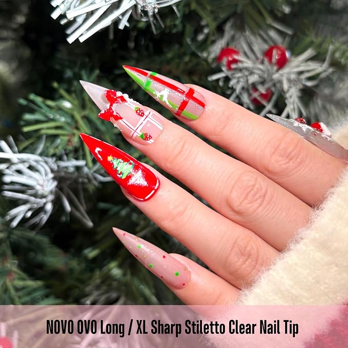 Long XL Clear Sharp Stiletto Nail Tips 480