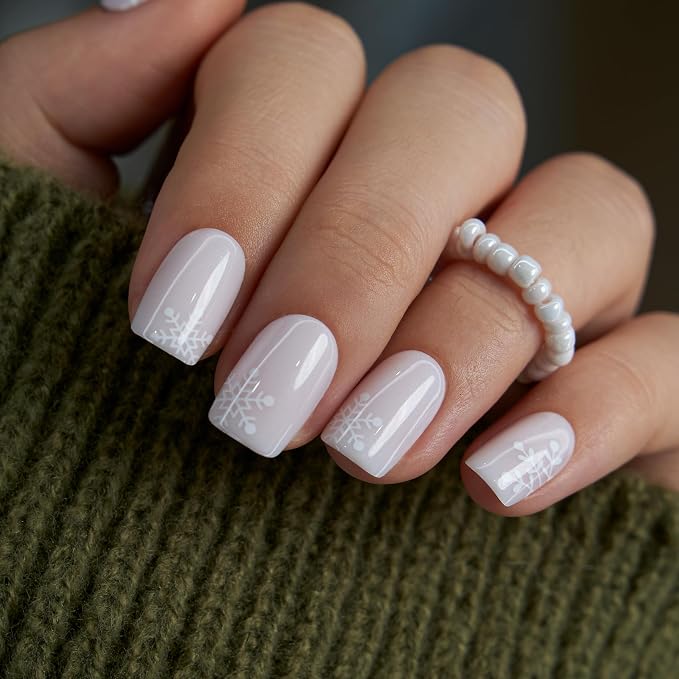 White Snowflake Nails