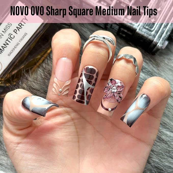 Medium Sharp Square Clear Nail Tips 450