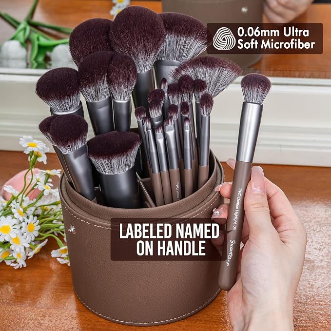 26Pcs Chocolate Makeup Brushes