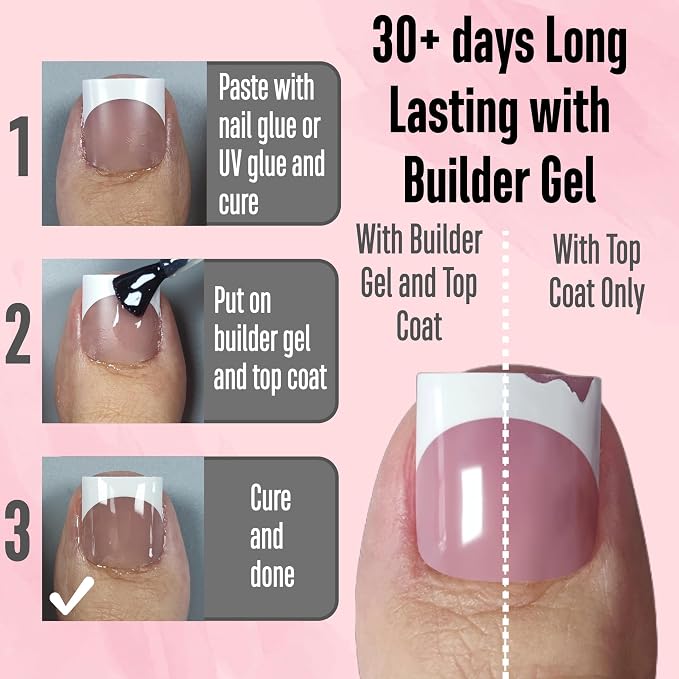 Sharp Square French tip Toe Nail Tips Brown Pink