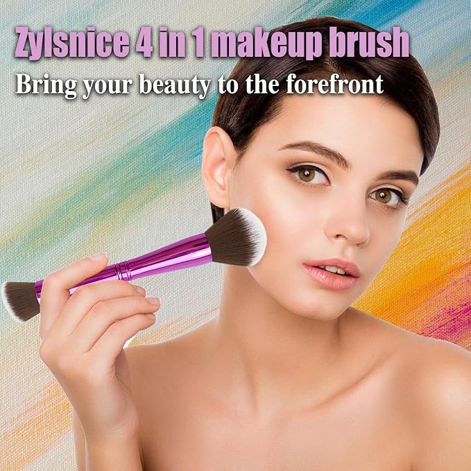 purple-4 in 1 makeup brush