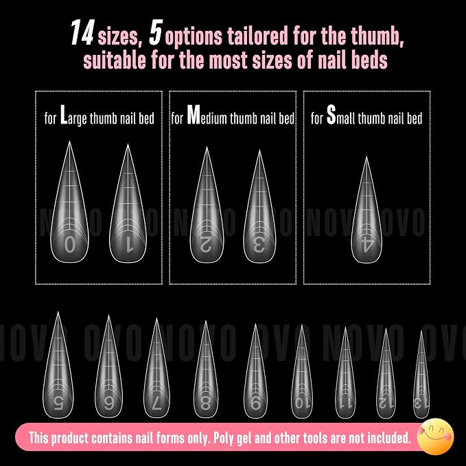 Stiletto XL/ XXL Nail Dual Form for Polygel 280