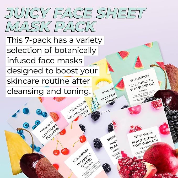 A-Juicy 7 Pack Fruit Face Mask Set