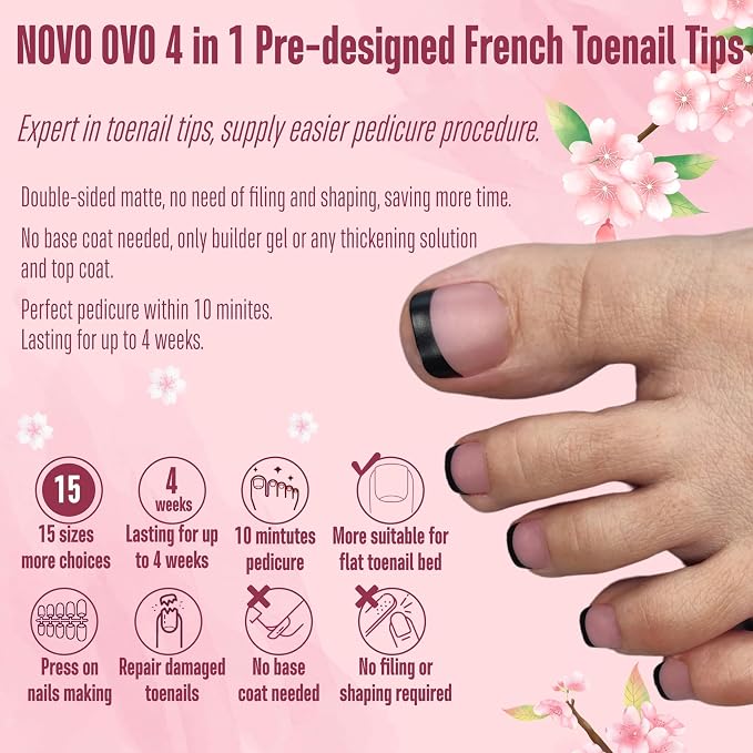 Black French Tip Toenails Berry Pink