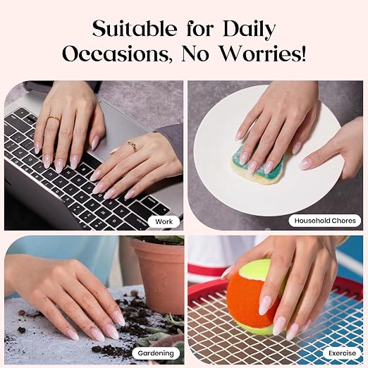 3 - Press On Nails Only | Short Amlond | White Ombre
