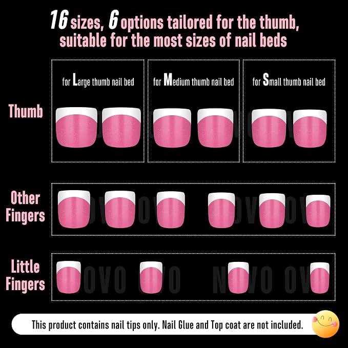XXS Extra Short Square Round White French Tip ROSE PINK