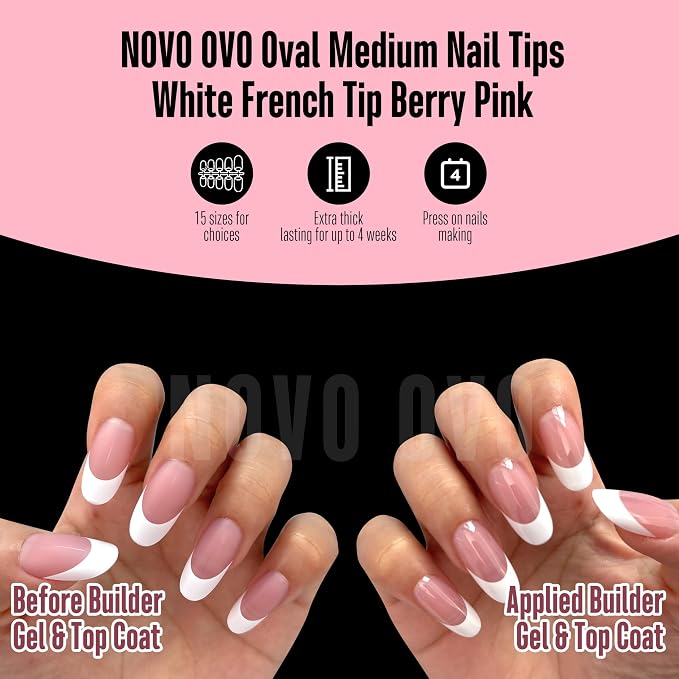 Oval White French Tip Berry Pink