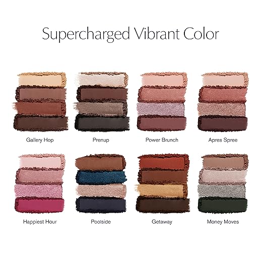 Apres Spree - Warm: pale rosy cream (matte), soft rose (matte), rosy pink (sparkle) and rich brown (
