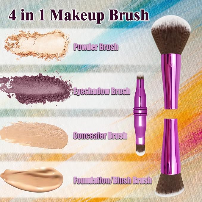 purple-4 in 1 makeup brush