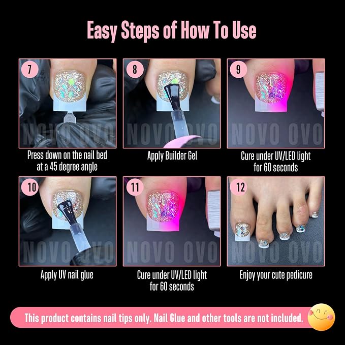 Sharp Square Toe Nails Clear with White French Tip Line