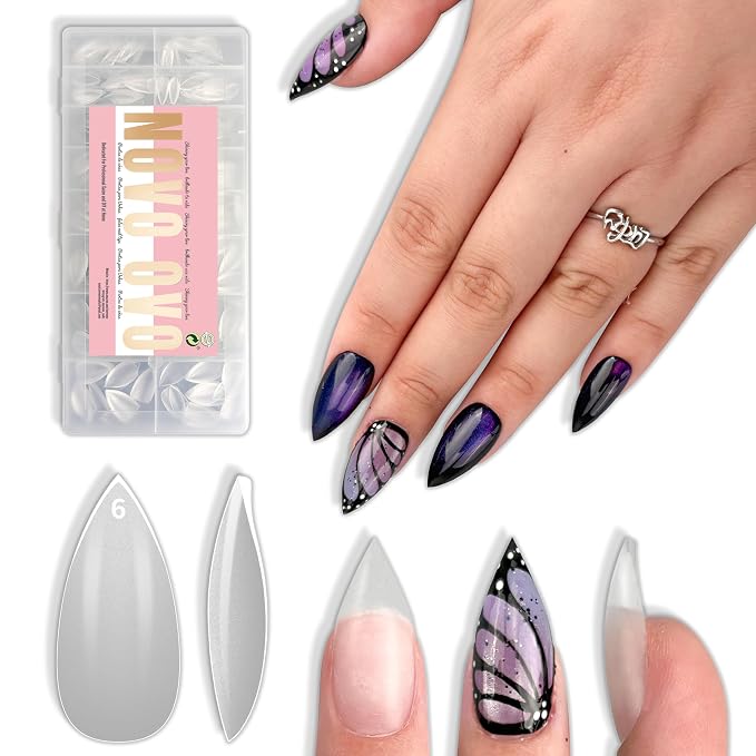 Short Sharp Stiletto Nail Tips Clear 480