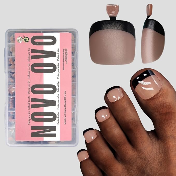 Black French Tip Toenails Brown Pink