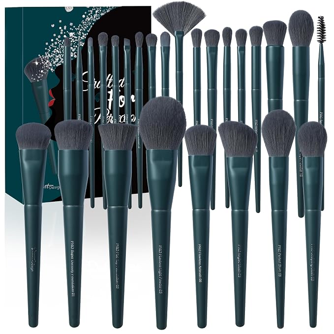 26Pcs Dark Green Makeup Brushes