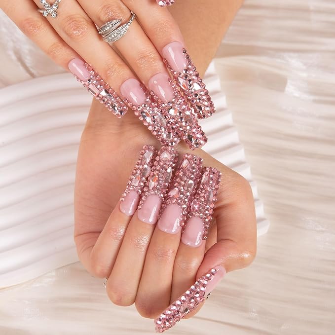 Pink French Tip Rhinestone