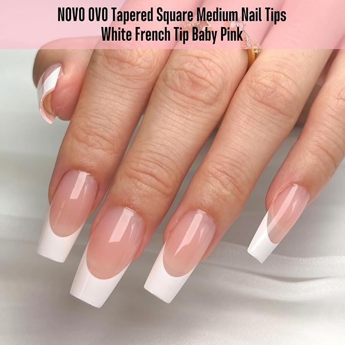 Coffin White French Tip Baby Pink