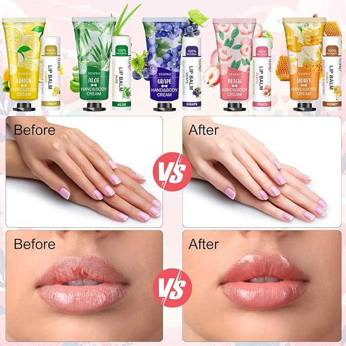 80 Sets Hand Cream and Lip Balm Gifts