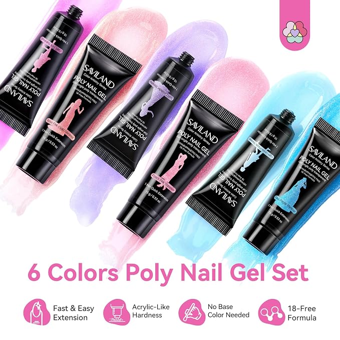 05- 6 Shimmer Colors Peach Pink Blue Purple