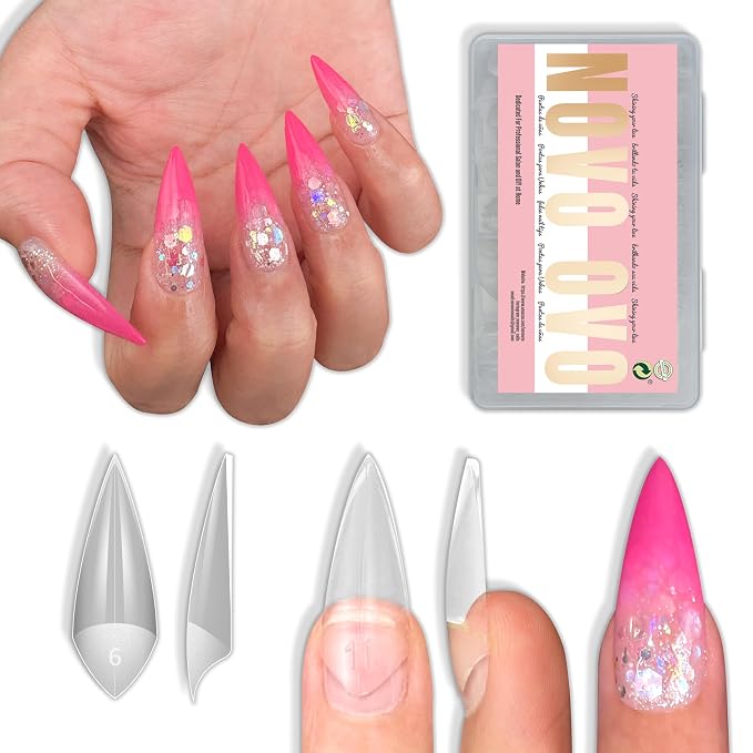V Shape Half Cover Sharp Stiletto Nail Tips 224