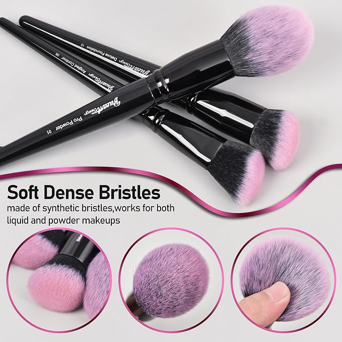 18Pcs Fuchsia Black+Holder