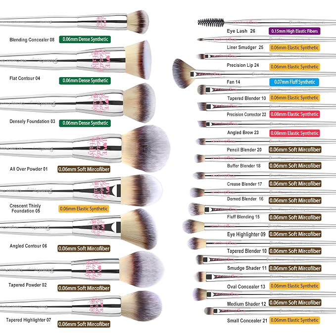 26Pcs Silver Gift Makeup Brushes