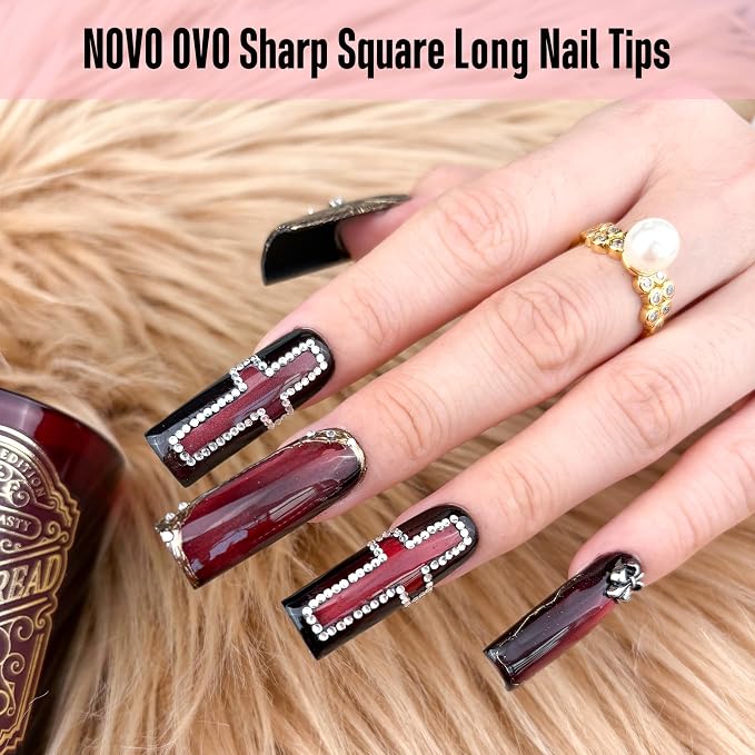 Long Sharp Square Clear Nail Tips 180