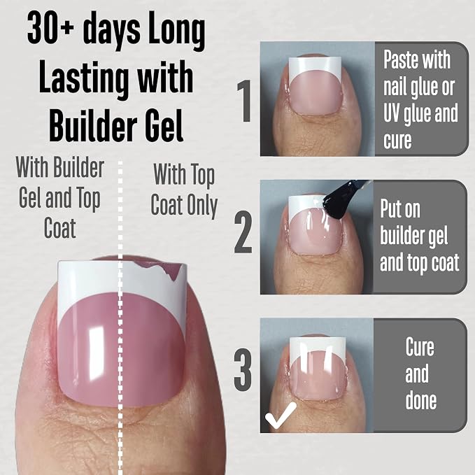 Sharp Square French tip Toe Nail Tips Baby Pink