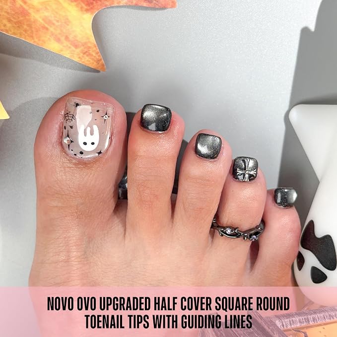Square Round Toe Nail Tips Half Cover 300