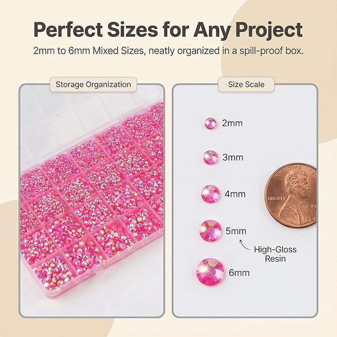 Jelly hot pink AB 2-6mm