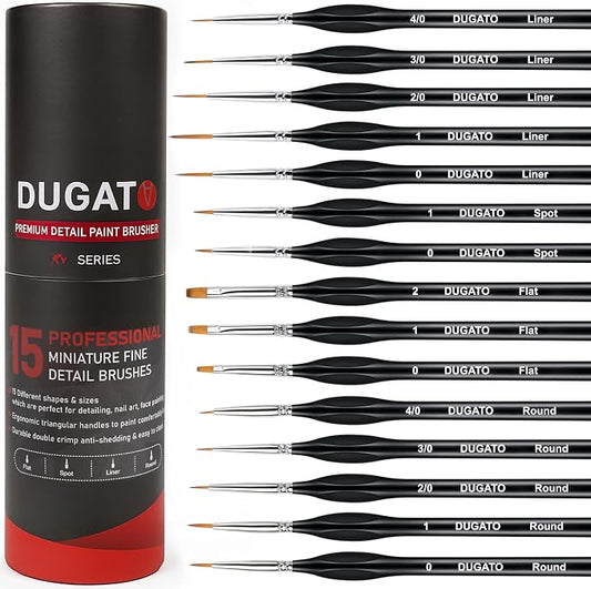 15pcs Fine Paint Brush Set - Black