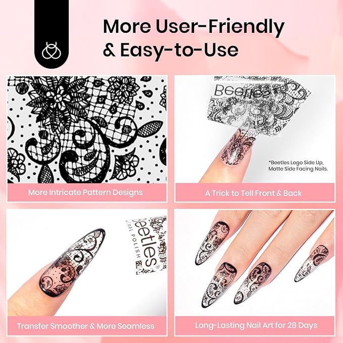 2Pcs Nail Foil Glue with Lace Stickers