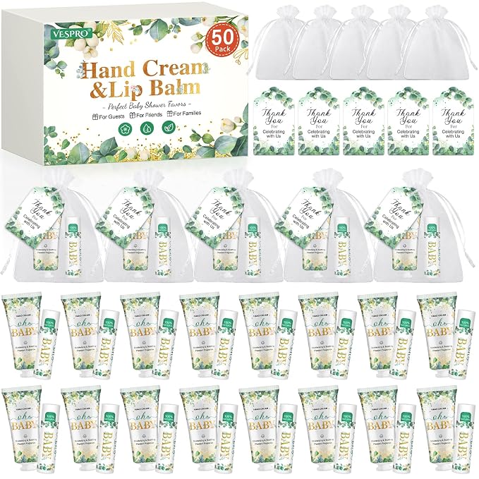 50 Sets Hand Cream and Lip Balm Shower Favors