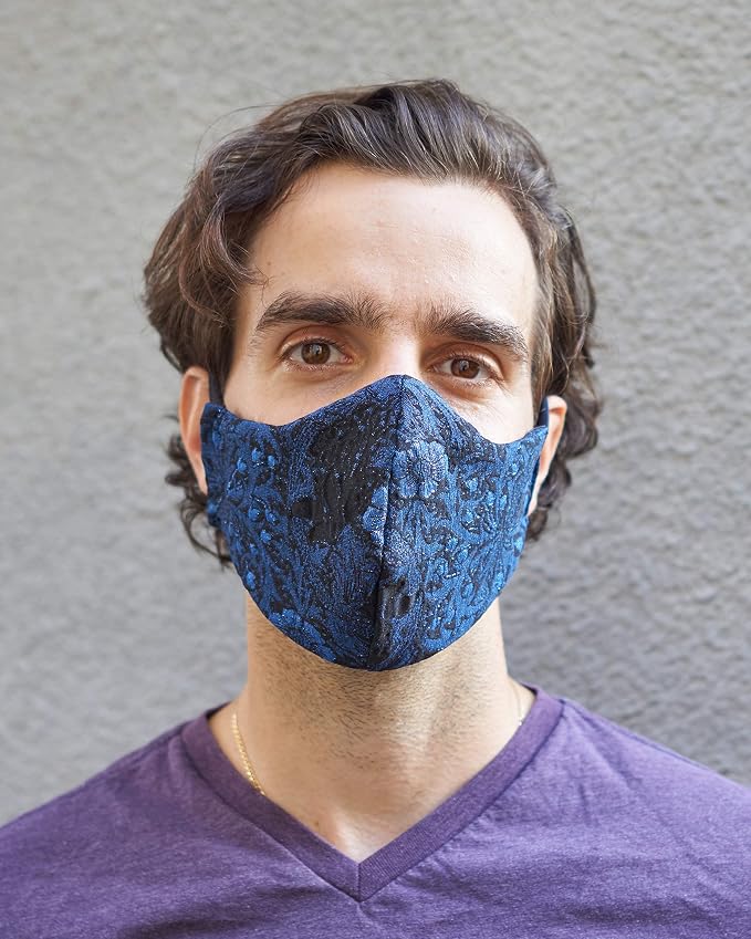 Blue Floral Lurex Mask