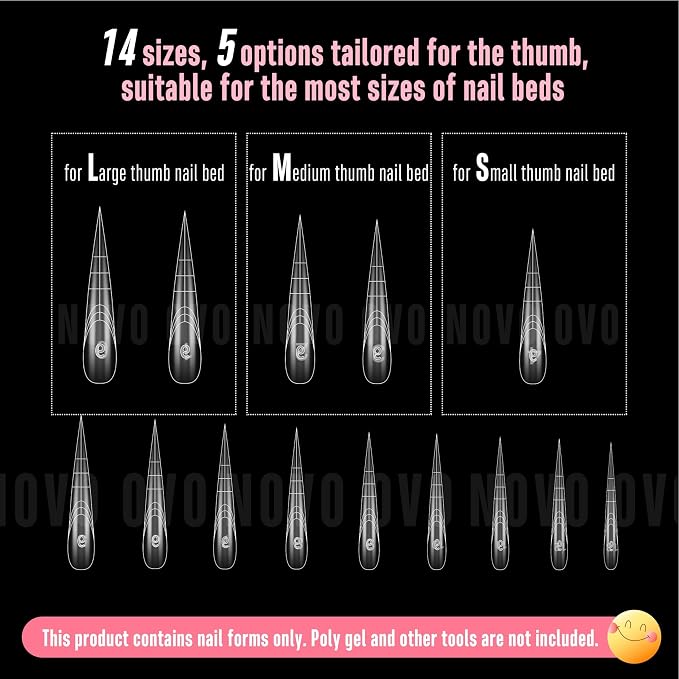 Stiletto XXXXL XXXL Nail Dual Form for Polygel 70