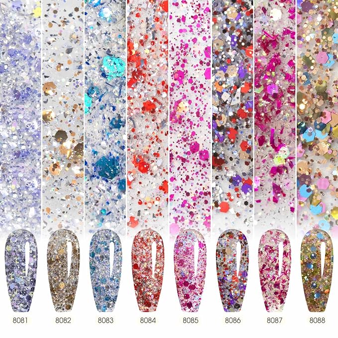 Shiny Blue Red Brown Glitter Set-Kk