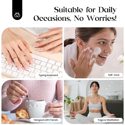 A - Press On Nail Kit | Short Square | Pink French