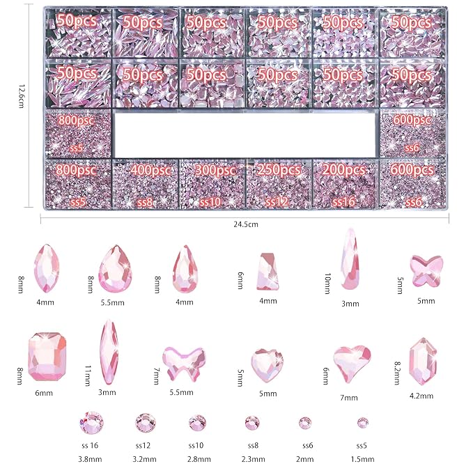 Light Pink Nail Rhinestones