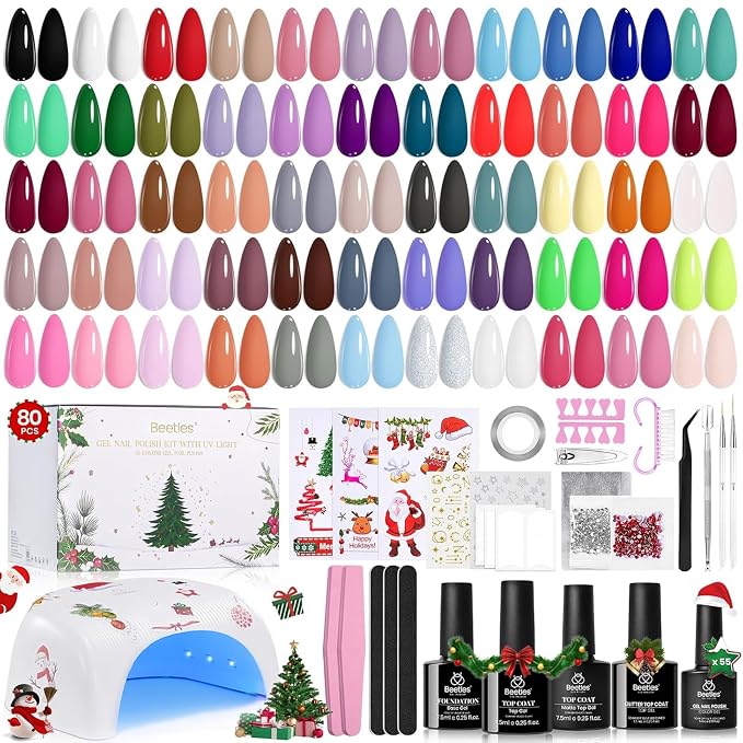 5-Christmas Gel Nail Kit Gifts |80PCS |55 Colors