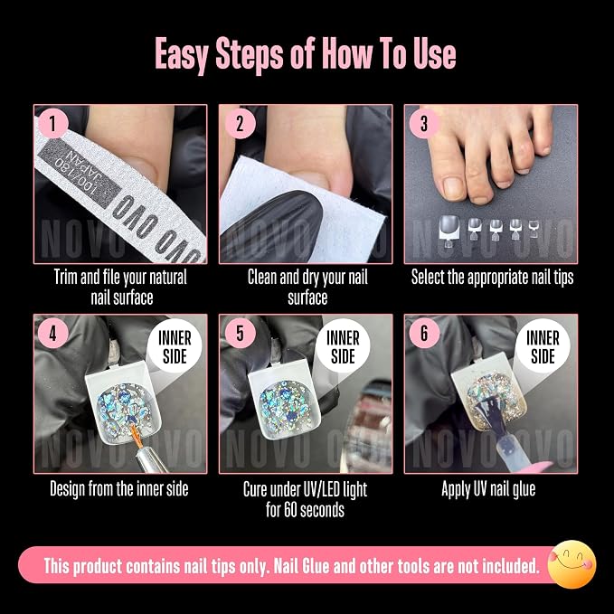 Sharp Square Toe Nails Clear with White French Tip Line