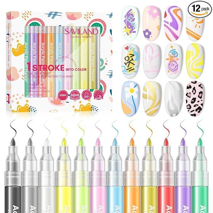 12 Colors Nail Polish Markers Set