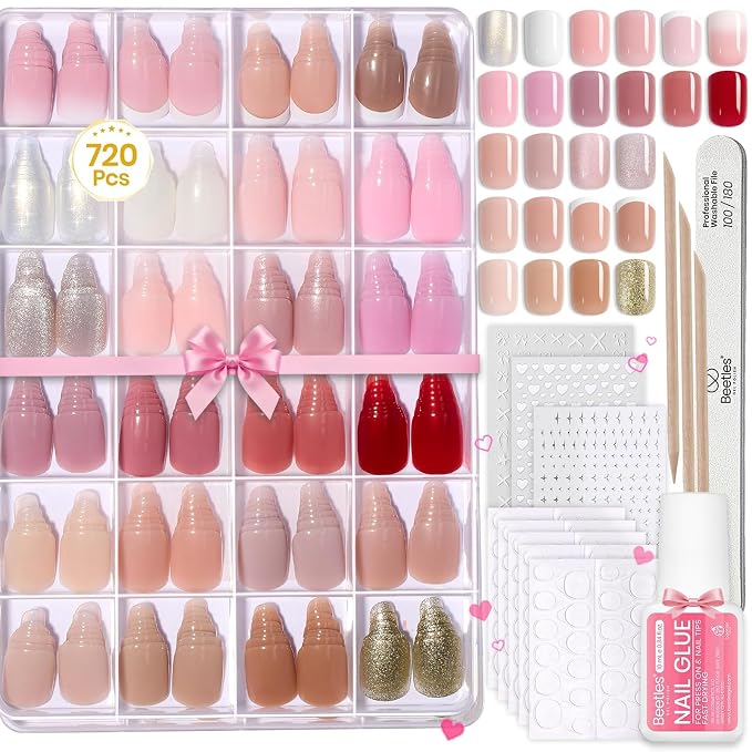 D - Nail Kit | Short Square | Creamy Drizzle 720PCS